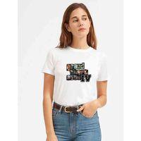GTA V Yazı ve Logo Kadın Beyaz Tshirt
