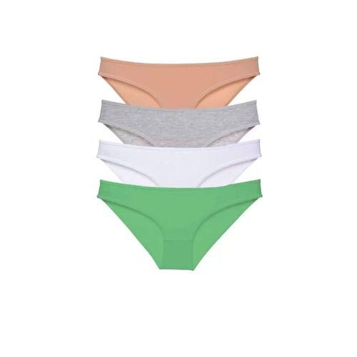 4 Adet Süper Eko Set Likralı Kadın Slip Külot Ten Gri Beyaz Yeşil