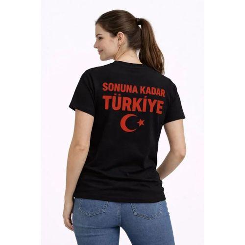TÜRKİYE Ay Yıldız Baskılı Taraftar Forma T-Shirt - Siyah
