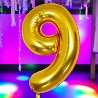 GOLD 9 RAKAM FOLYO BALON UÇAN BALONA HELYUM GAZINA UYGUN YÜKSEK KALİTE 1 METRE GOLD 9 RAKAM BALON