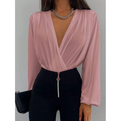 Kadın Uzun Kollu Kruvaze Yaka Sandy Bluz