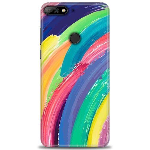 Huawei Y7 2018 Kılıf HD Baskılı Kılıf - Rengarenk + Tam Ekran Koruyucu