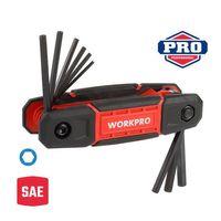 WORKPRO WP222029 9 Parça CR-V İnç Çakı Tipi Profesyonel Allen Anahtar Takımı