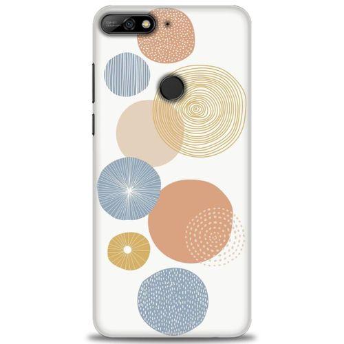 Huawei Y7 2018 Kılıf HD Baskılı Kılıf - Mavi Daireler + Tam Ekran Koruyucu