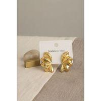 316L Çelik Gold Renk Vintage 3D Dalgalı Model Küpe