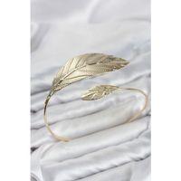 Pazu Bileklik Gold Renk Pirinç Yaprak Model