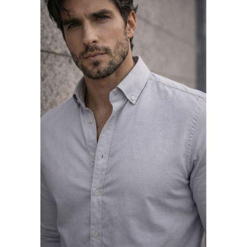 Likralı Regular Fit Nefes Alabilir Klasik Erkek Oxford Gömlek -Taş