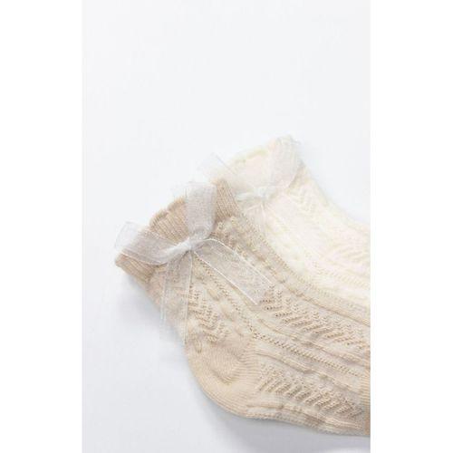 Bistyle Bistyle Fiyonklu Penye Soket Çorap 2li 10149 Bej