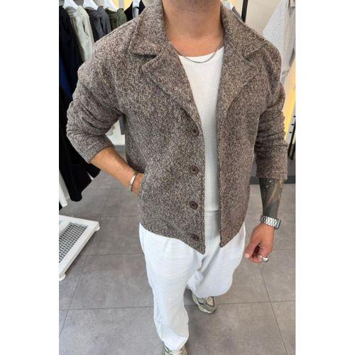 Slimfit Yakalı Düğme Kapamalı Astarsız Yan Cep Kaşe Ceket