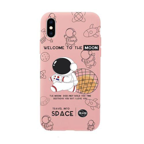 iPhone X Sevimli Astronot Desenli Premium Silikonlu Telefon Kılıfı