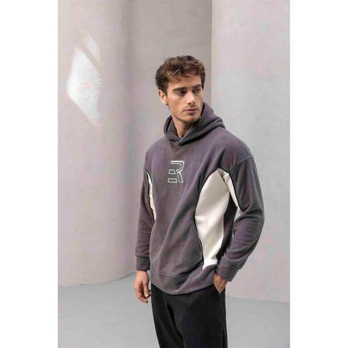 Frank Oversize Kapüşonlu Sweatshirt Polar Füme - Wilder Modal Kumaş Pantolon Siyah
