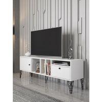 Wood'n Love Cercei 160 Cm Metal Ayaklı Tv Ünitesi - Beyaz / Siyah
