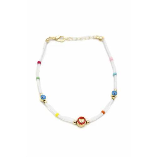 Boncuklu Kalp  Halhal - Kırmızı