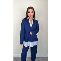 Polo Yaka Gömlekl Detay Salaş Balon Pantolunlu ıkılı Takım