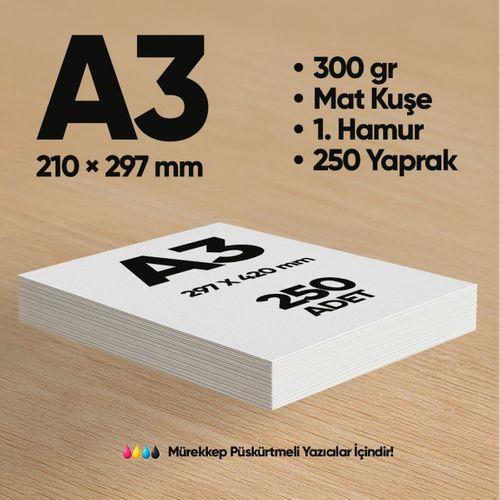İnformal Baskı Kağıdı Premium Kalite A3 300 gr Mat Kuşe(Mürekkep püskürtmeli için) 250 Yprk 1 Hmr