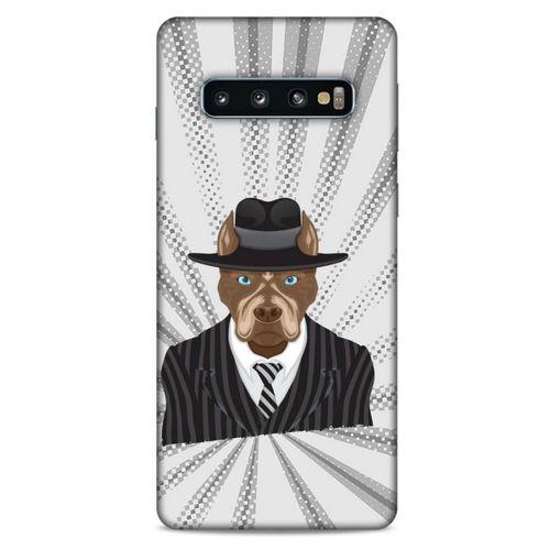 Samsung Galaxy S10 Kılıf Köpek Kıyafetleri (8) Baskılı Kılıf Pitbull Şapka