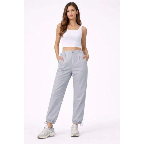 Paraşüt Kumaş Pantolon Bel Ve Paça Ayarlanabilir Lastikli Spor Pantolon - Gri