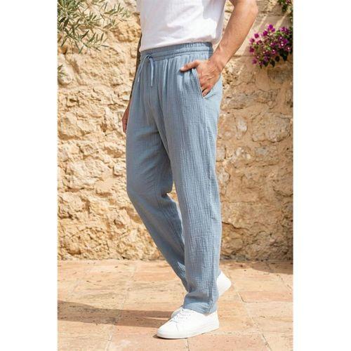Hafif ve Rahat Müslin Baggy Erkek Pantolon - Soğuk Mavi