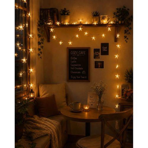 20 Led Yıldız Işık Zinciri Günışığı Beyaz Dekoratif Süs Lambası