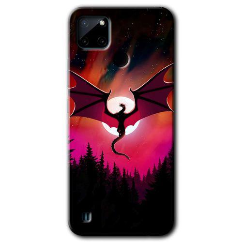 BeRa Aksesuar Realme C21 Kılıf Baskılı Kapak - Dragon Night +Tam Kaplayan Mat Seramik