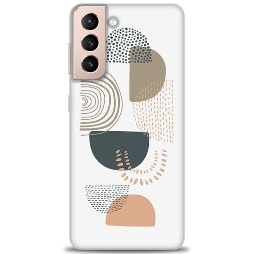 Samsung Galaxy S21 Plus Kılıf HD Baskılı Kılıf - Turuncu Yarım Daire + Tam Ekran Koruyucu