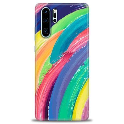 Huawei P30 Pro Kılıf HD Baskılı Kılıf - Rengarenk + Tam Ekran Koruyucu
