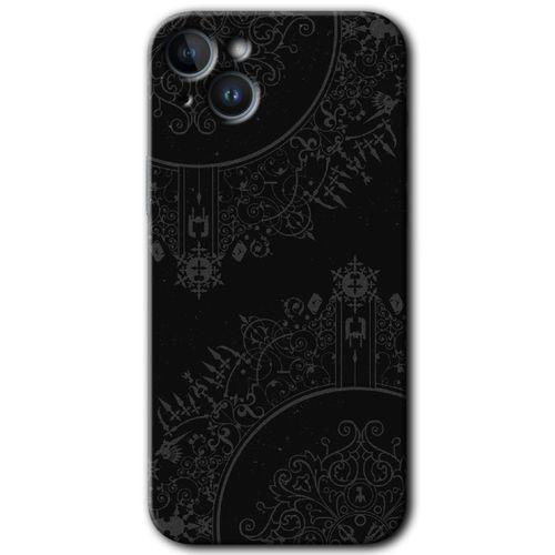 Potkal Hediye Fabrikası Potkal Hediye Fabrikası iPhone 14 Kılıf HD Desen Baskılı Arka Kapak - Temperli Cam - Siyah Mandala