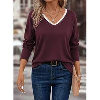 Kadın Uzun Kollu V Yakalı Viskon Iki Iplik Bluz