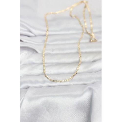 CM 14K Gold Renk Lazerli Yassı Model Zincirli 60 cm Kadın Kolye