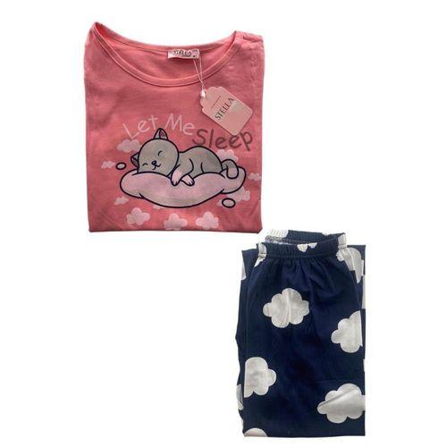 Kadın Bulut Desenli Kısa Kollu Pijama Takım - 5389 - STLLA PNK