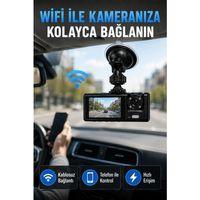 Çift Kameralı Wifi Araç Kamerası 170° Geniş Açı Full Hd Araç İçi Kayıt Sistemi