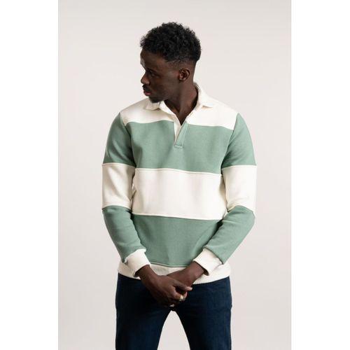 FBI Polo Yaka Kalın Çizgili 3 İplik İçi Şardonlu Slimfit Sweatshirt