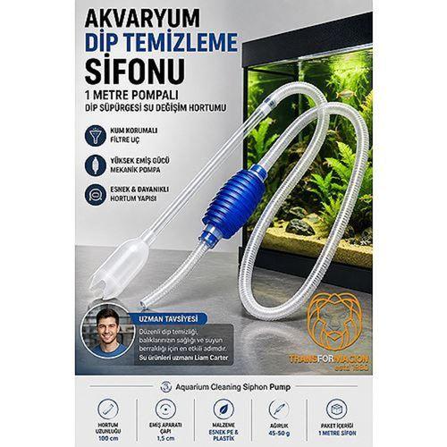 Akvaryum Dip Temizleme Sifonu 1 Metre Pompalı Dip Süpürgesi Su Değişim Hortumu 723606