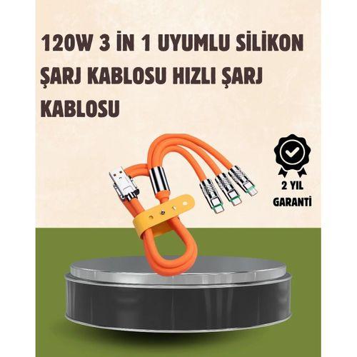 120 w Şarj Ve Veri Aktarımı Kablo– 3 Başlıklı Çok Amaçlı Kablo Yüksek Hızlı