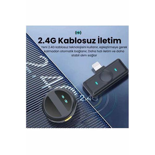 2 Adet Profesyonel Kablosuz Yaka Mikrofonu Lighting Uyumlu Manyetik Klipsli