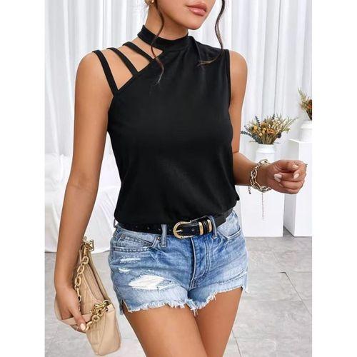 Kadın Omuzdan şerit Detaylı Yarı Balıkçı Yaka Viskon Bluz