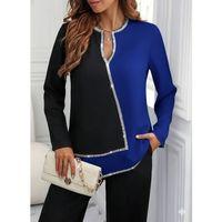 Kadın Uzun Kollu V Yakalı Pul Payet Işlemeli Ithal Krep Bluz