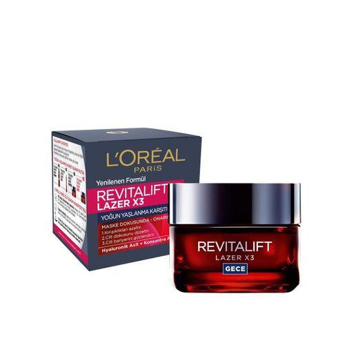 L'Oréal Paris Revitalift Lazer X3 Yoğun Yaşlanma Karşıtı Gece Bakım Kremi 50 Ml