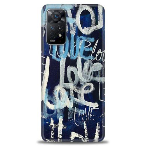 Xiaomi Redmi Note 11 Pro Kılıf HD Baskılı Kılıf - Love Mavi + Tam Ekran Koruyucu