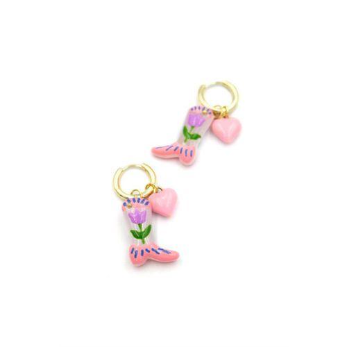 Çizme Küpe - Pembe