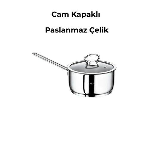 Oms 2008-T Mini Basık Tek Kulp Sos Tencere 14x5 Cm 0,70 Litre