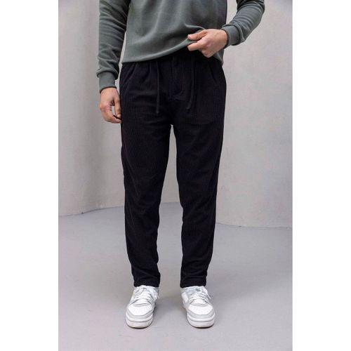 Roy Regular Fit Beli Lastikli Fitilli Kadife Kumaş Fermuarlı Jogger Erkek Pantolon - Siyah