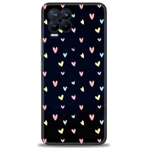 Realme 8 Kılıf HD Baskılı Kılıf - Mini Mini Kalpler + Tam Ekran Koruyucu