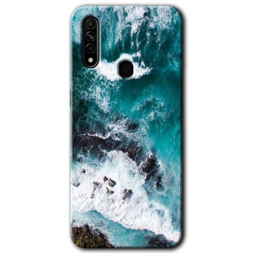 MRCİLETİSİM Oppo A31 Kılıf Baskılı Kapak - Deniz Kıyısı + 5D Tam Kaplayan Cam