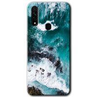 MRCİLETİSİM Oppo A31 Kılıf Baskılı Kapak - Deniz Kıyısı + 5D Tam Kaplayan Cam