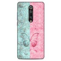 Xiaomi Mi 9T Pro Kılıf Kelebek Etkisi (30) Silicone Case Turkuaz Pembe
