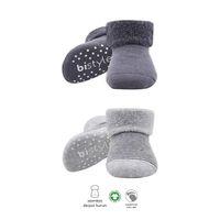 Bistyle Çemberli Kaymaz Havlu Soket Çorap 2'Li BS10503 Gri-Antrasit