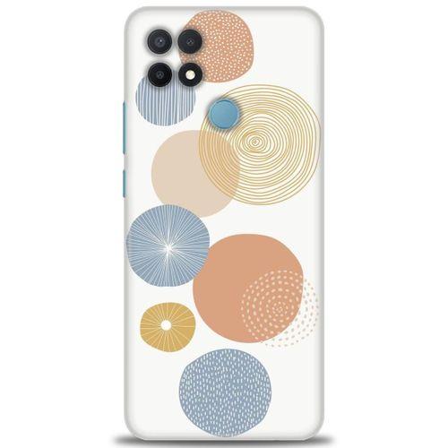 Oppo A15 Kılıf HD Baskılı Kılıf - Mavi Daireler + Tam Ekran Koruyucu