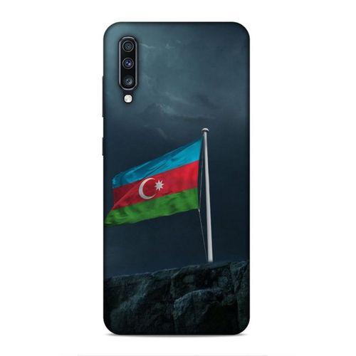 Samsung Galaxy A70s Uyumlu Kılıf Azarbaijan (27) Tasarımlı Kılıf Mavi Beyaz