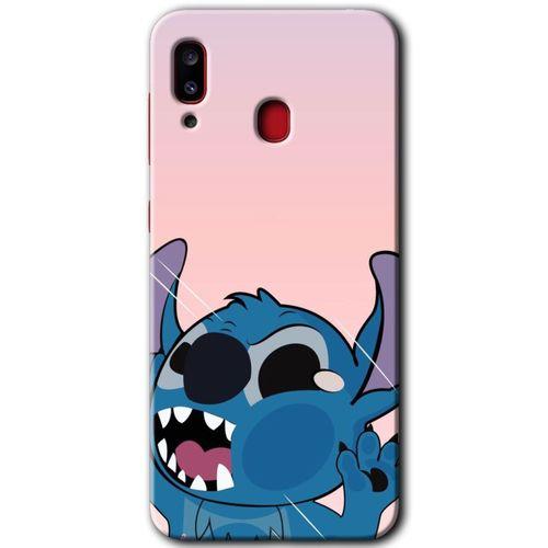 Samsung Galaxy A20 Kılıf HD Desen Baskılı Arka Kapak + Temperli Cam - Stitch